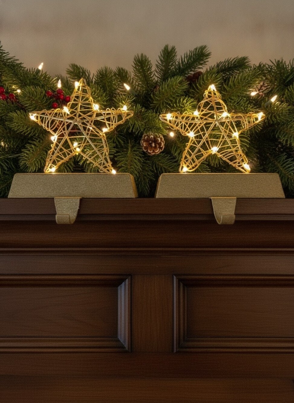 Wondershop Gold Lit Star Stocking Holders Set of 2